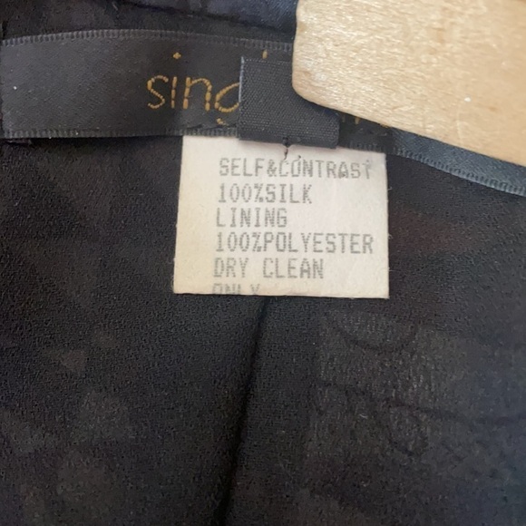 Vintage Y2K SINGLE Dress 100% Silk Satin Abstract Mixed Print Mini Dress size L - Picture 9 of 11